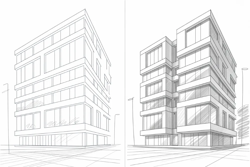 Façade paramétriques avec variations géométriques Visuel de principe montrant une façade paramétrique avec variations géométriques